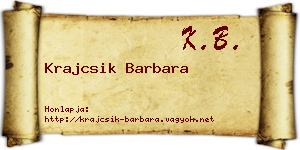 Krajcsik Barbara névjegykártya